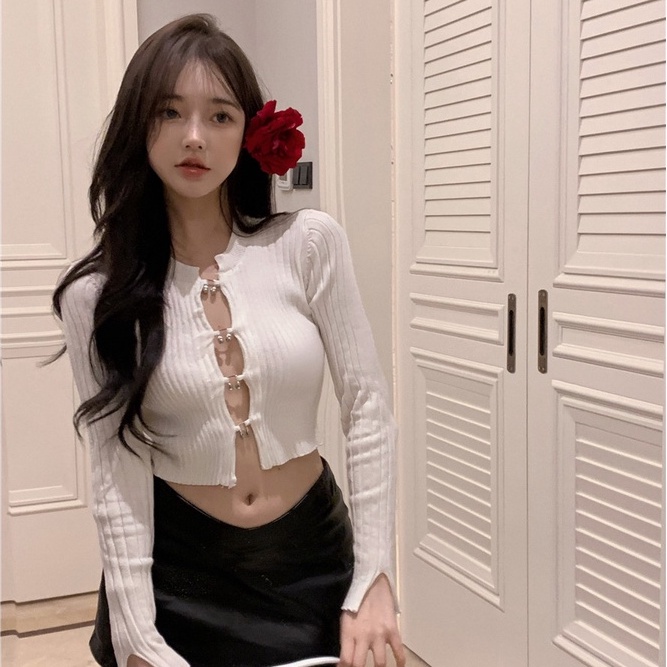 Áo cardigan Dệt Kim Ngắn Dáng Ôm Thời Trang Hàn Quốc Gợi Cảm Cho Nữ