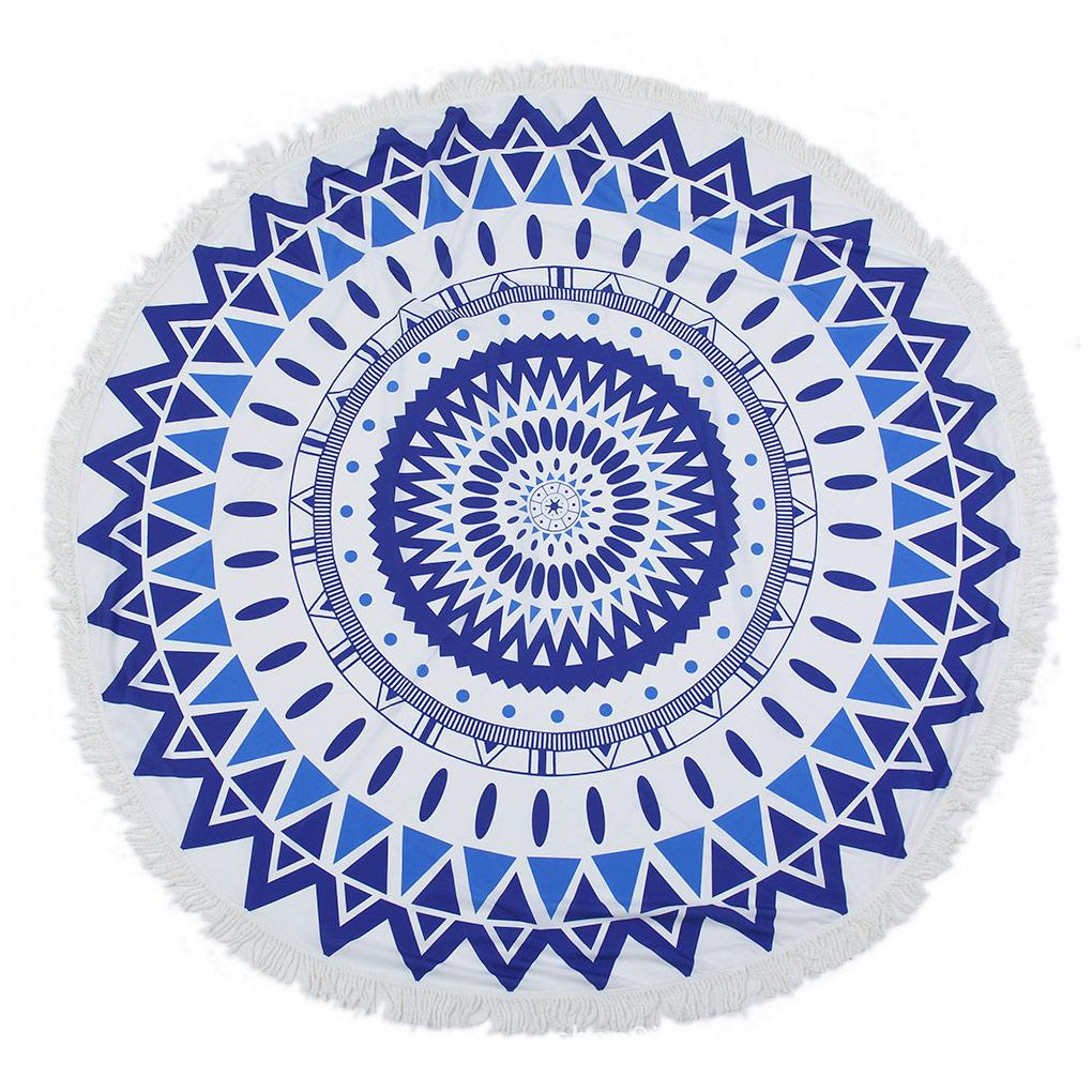 Thảm Tập Yoga / Đi Biển Vải Chiffon Hình Tròn Phối Tua Rua