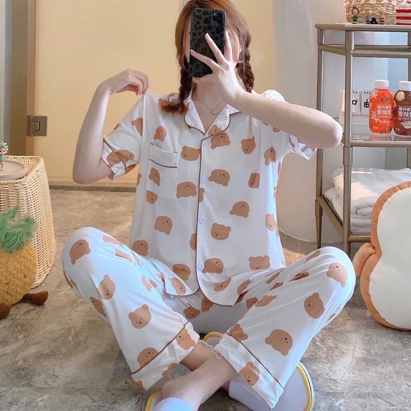 Bộ ngủ pijama cộc dài cute mặc nhà chất siêu mịn JUNIDO B26