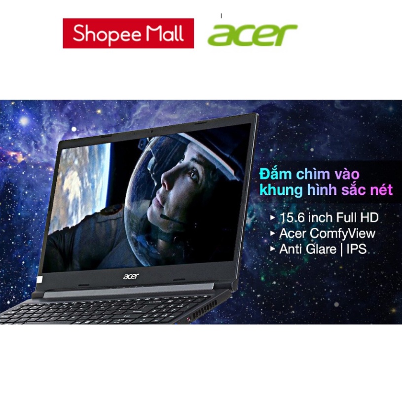 Laptop Acer Aspire 7 A715-42G-R05G/ Đen/ AMD Ryzen 5 5500U/ 1650 4GB/