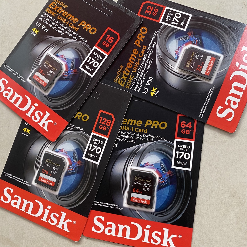 Thẻ Nhớ Máy Ảnh, Camera, flycam thẻ nhớ Sandick Extreme PRO 128GB 64GB 32GB 16GB U3 upto 170MB/s quay và chụp tốc độ cao | BigBuy360 - bigbuy360.vn