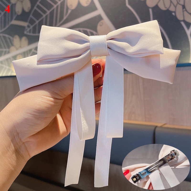Kẹp Tóc Nơ Màu Trắng/Đen Cho Nữ