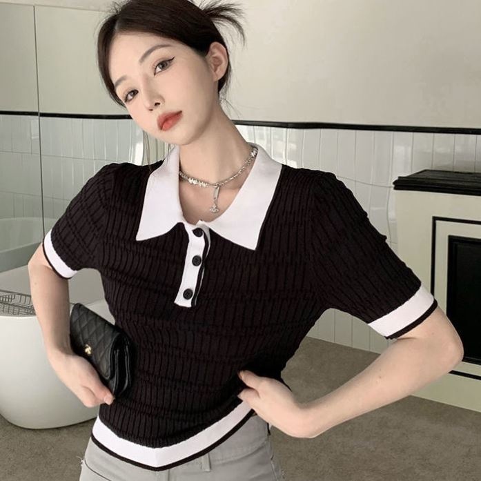 Áo thun ZHELIHANGFEI cổ polo tay ngắn dễ phối đồ thời trang dành cho nữ