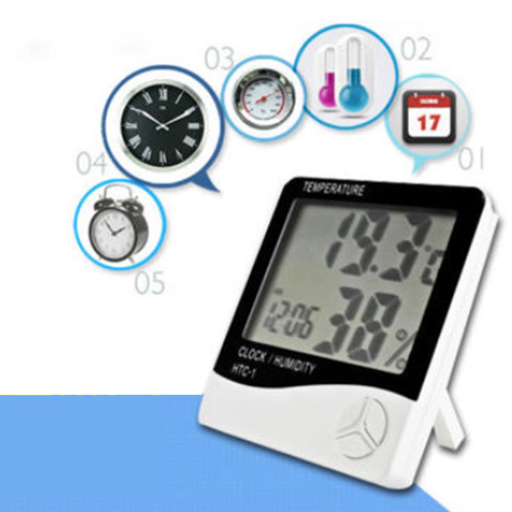 Thermometer Digital LCD Hygrometer Temperature Humidity Meter Alarm Clock Indoor