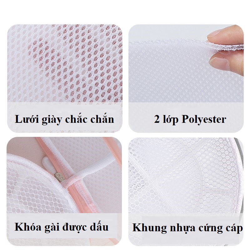 Túi lưới giặt đồ lót cho máy giặt - Túi lưới giặt quần áo 2 lớp - Kích thước 18x17cm | BigBuy360 - bigbuy360.vn