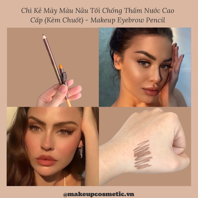 Chì Kẻ Mắt Nâu Cao Cấp Sắc Nét Không Thấm Nước (Kèm Chuốt) - Makeup Waterproof Eyeliner