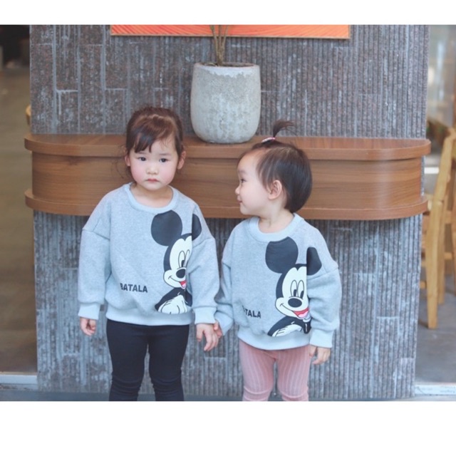 Áo nỉ hoodie trẻ em BATALA KIDS, áo nỉ cho bé trai bé gái in hình mickey dày dặn 1-6 tuổi