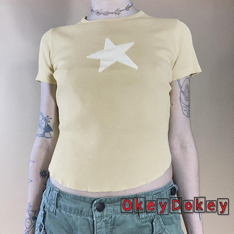 Áo Thun Họa Tiết Ngôi Sao Năm Cánh Phong Cách Harajuku 2000s OKDK-y2k