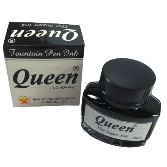 Mực Viết Bút Máy Queen (30ml) - 3 Màu Xanh, Đen, Tím- Màu Mực Đẹp, Rõ Nét, Không Bị Nhòe Phù Hợp Với Tất Cả Các Dòng Bút