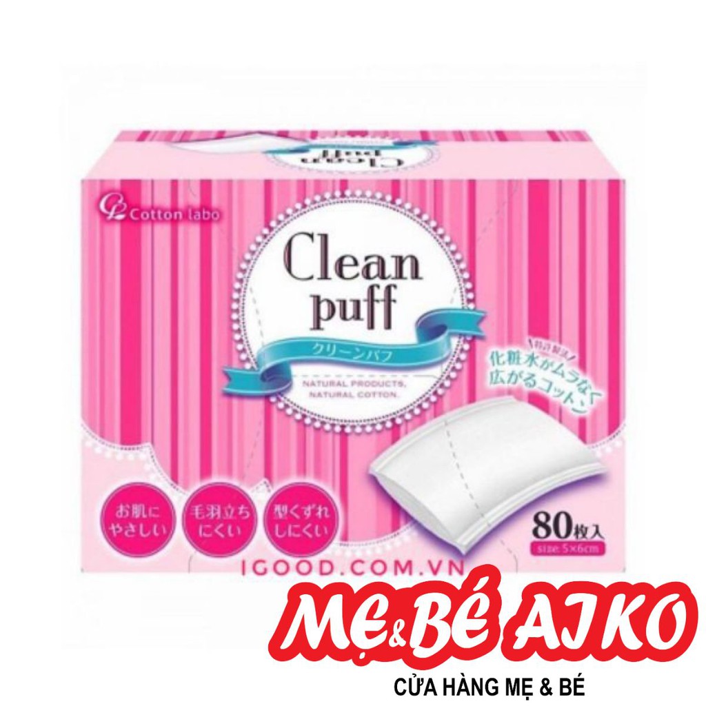 Bông tẩy trang Clean Puff Nhật Bản (80 cái/hộp)