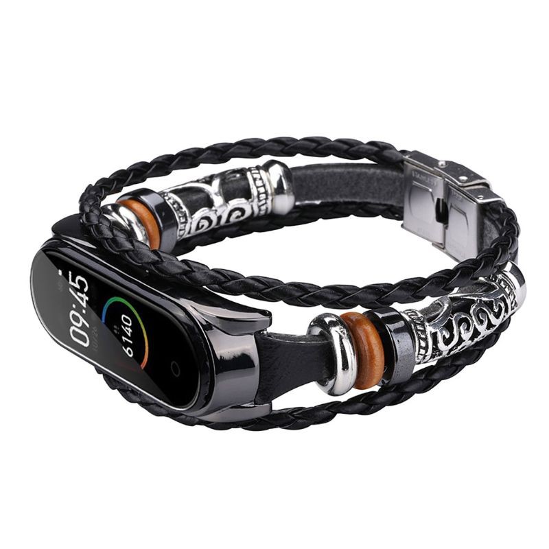 Vintage Braided Rope Wristband Metal Buckle Watch Band Strap Replacement for Xiaomi Mi Band 4/3 Bracelet Accessories