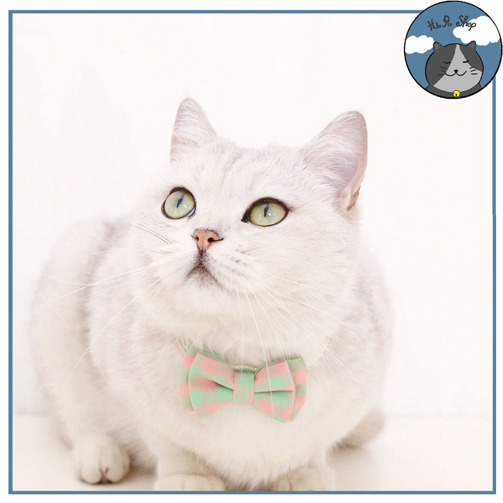 Vòng Cổ Nơ Kẻ Caro Cho Chó Mèo Cao Cấp Bằng Vải Thời Trang Dành Cho Thú Cưng