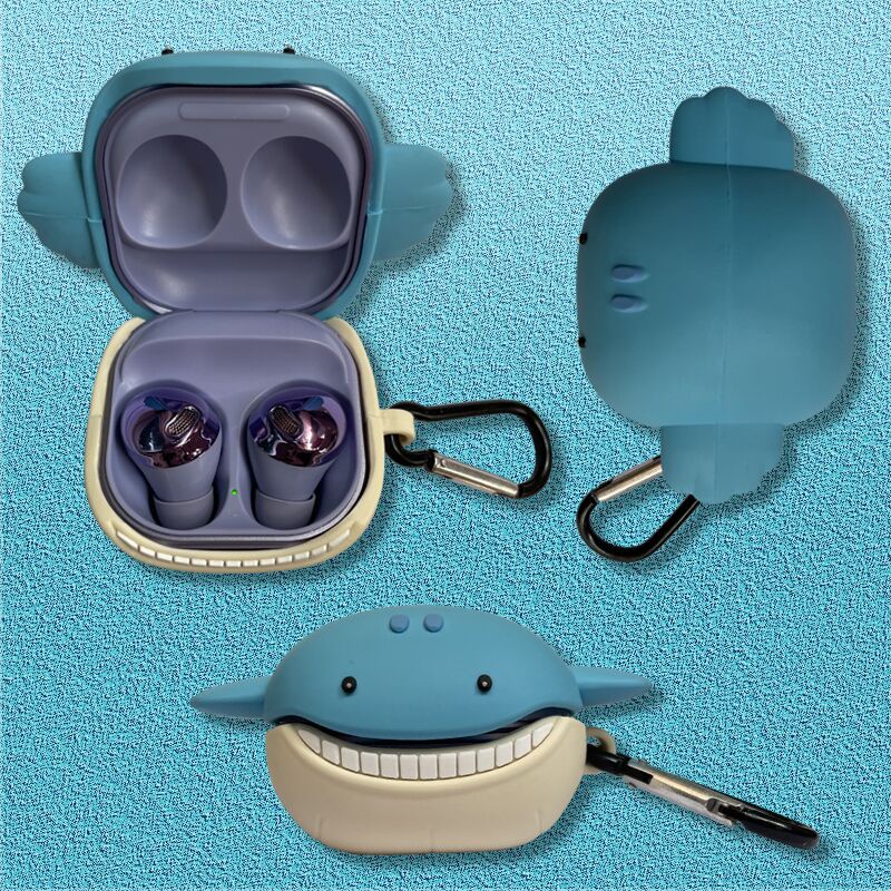 Vỏ bảo vệ hộp sạc tai nghe không dây bằng silicon hình cá mập 3d cho samsung galaxy buds 2 buds