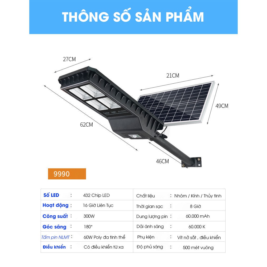 Đèn cao áp năng lượng mặt trời 9990s