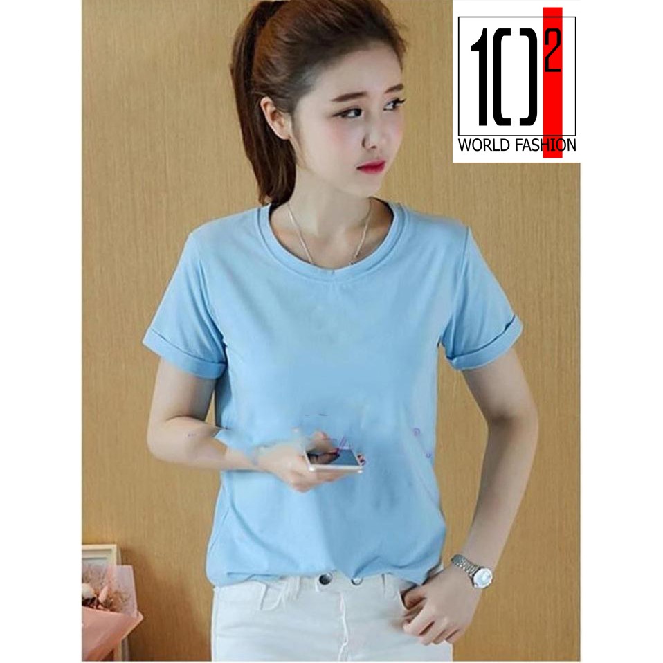 Áo thun trơn nữ thời trang Trắng-Tím-Vàng-Xanh | BigBuy360 - bigbuy360.vn