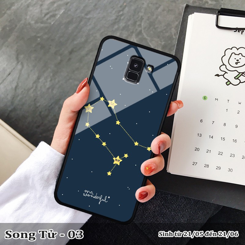 Ốp lưng kính 3D Samsung A5/ A8 2018 cung hoàng đạo