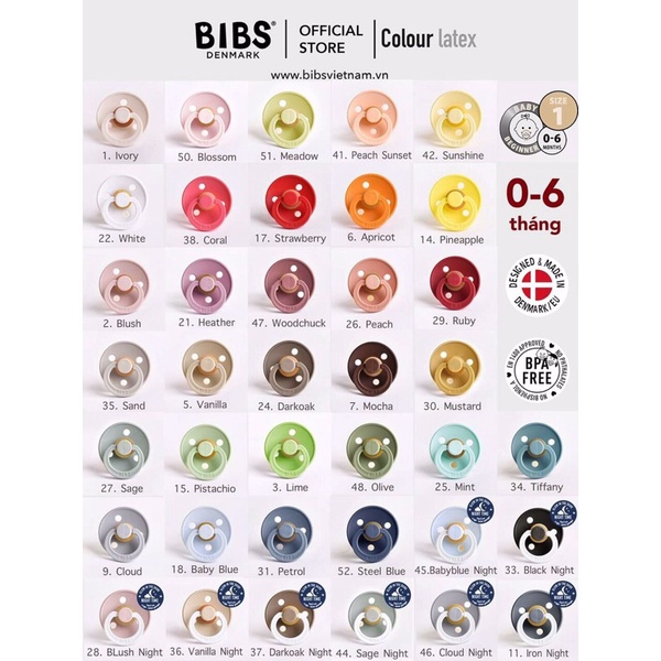 Ti Giả Bibs Colour Chống Hô Hàng Nhập Khẩu Đan Mạch