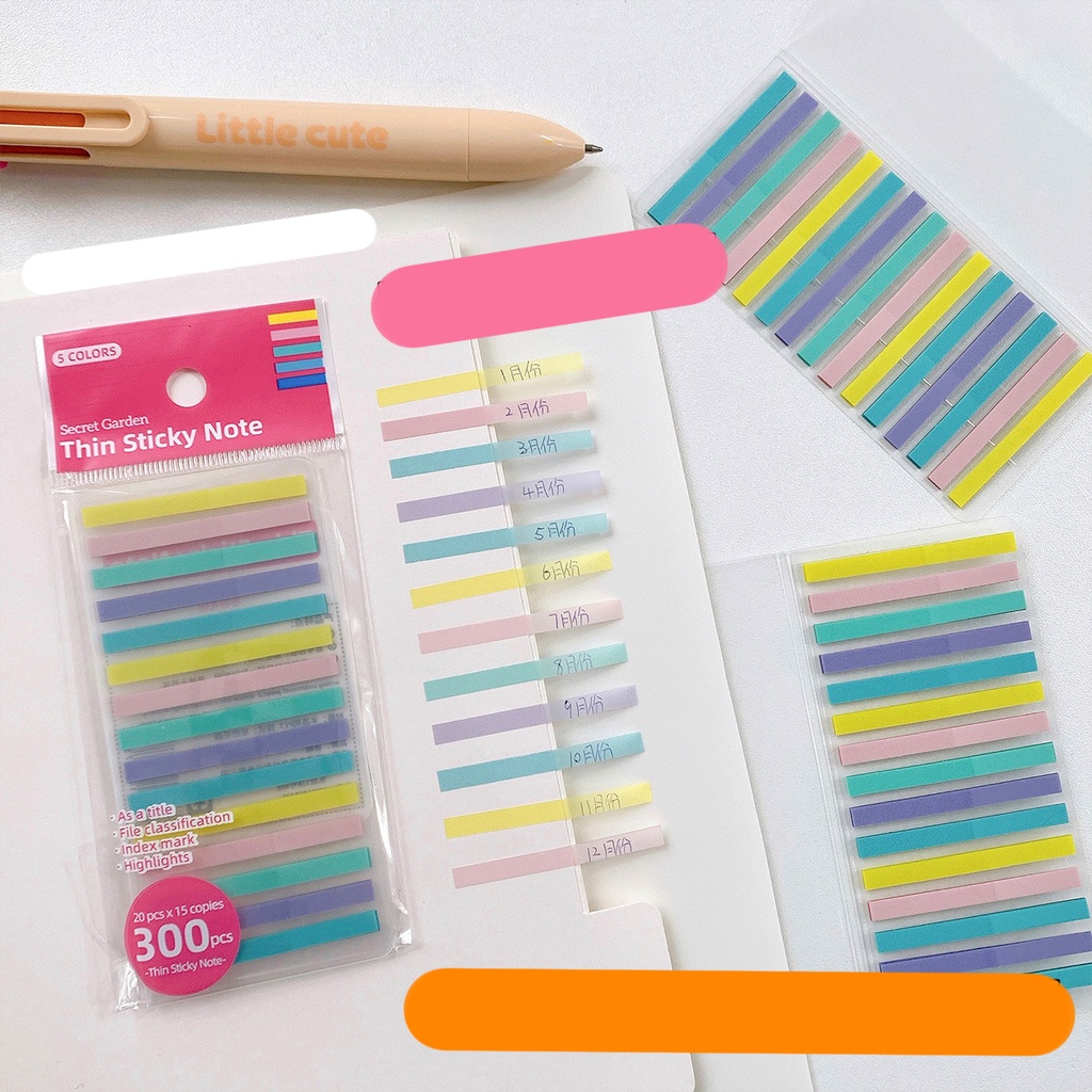 Set 300 Miếng Giấy Nhớ Highlight Chống Hư Sách Thin Sticky Note Tab Bookmark