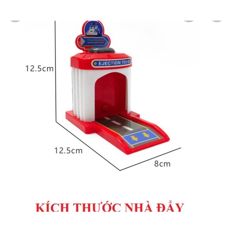 Bộ 4 Xe Và Nhà Đẩy Mô Hình Xe Ô Tô Robocar Poli