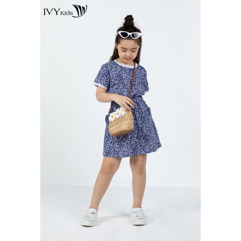 Đầm thun họa tiết da báo bé gái IVY moda MS 42G1300
