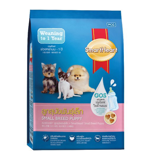 Thức Ăn Hạt Cho Chó Con Giống Nhỏ Small Breed Pupyy Smartheart Gói 1.3kg