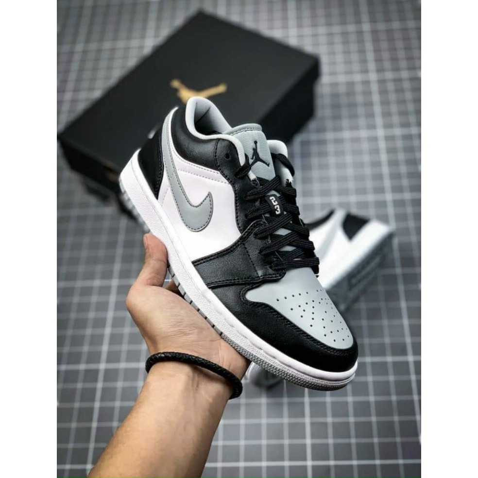 giầy sneaker Air Jordan 1 Low Đen Trắng GHI (zép 1.1) HOT