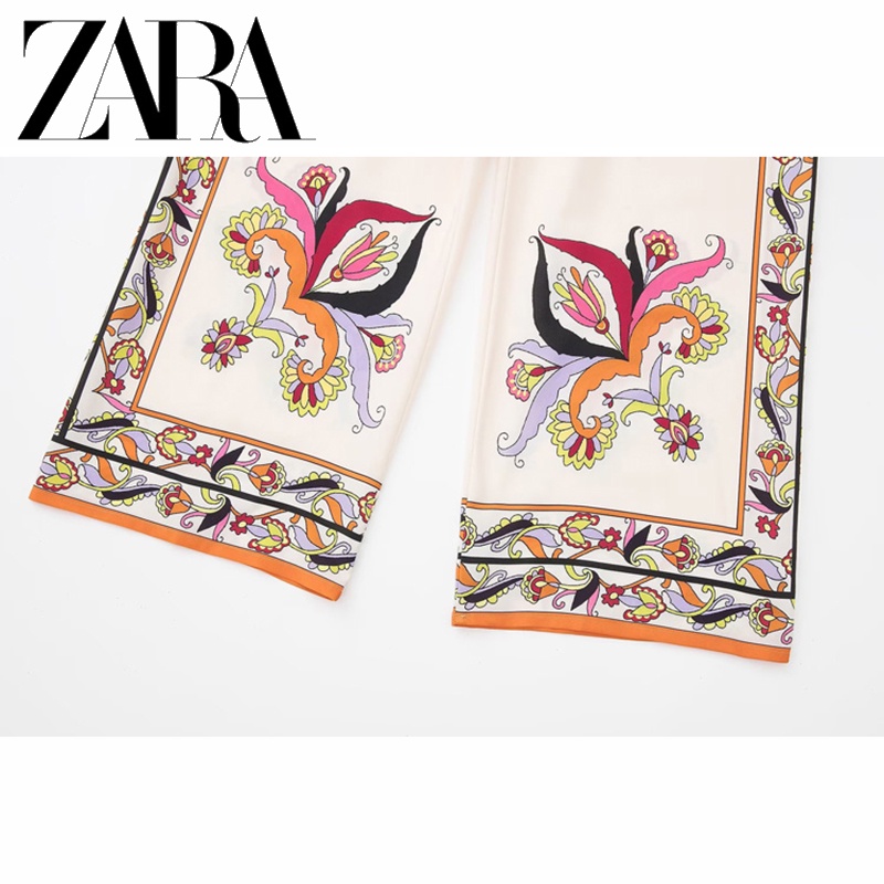 Zara Bộ Áo Sơ Mi In Họa Tiết + Quần Xinh Xắn Theo Phong Cách Mùa Thu Dành Cho Nữ