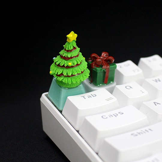 Keycap lẻ hình cây thông noel hộp quà và bánh kem siêu dễ thương( Keycap Artisan )