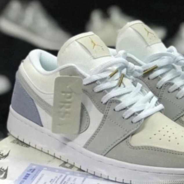 Giày thể thao jordan 1 cổ thấp màu xám xanh nam nữ Giầy sneaker jodan jd1 paris low bản cao cấp