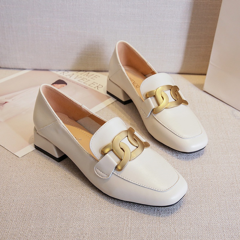 Giày Da Bít Mũi Vuông Phong Cách Anh Quốc Size Lớn 33-43