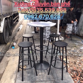 Bàn ghế cafe bàn ghế bar cao, ghế cao 75cm bàn 1m15cm