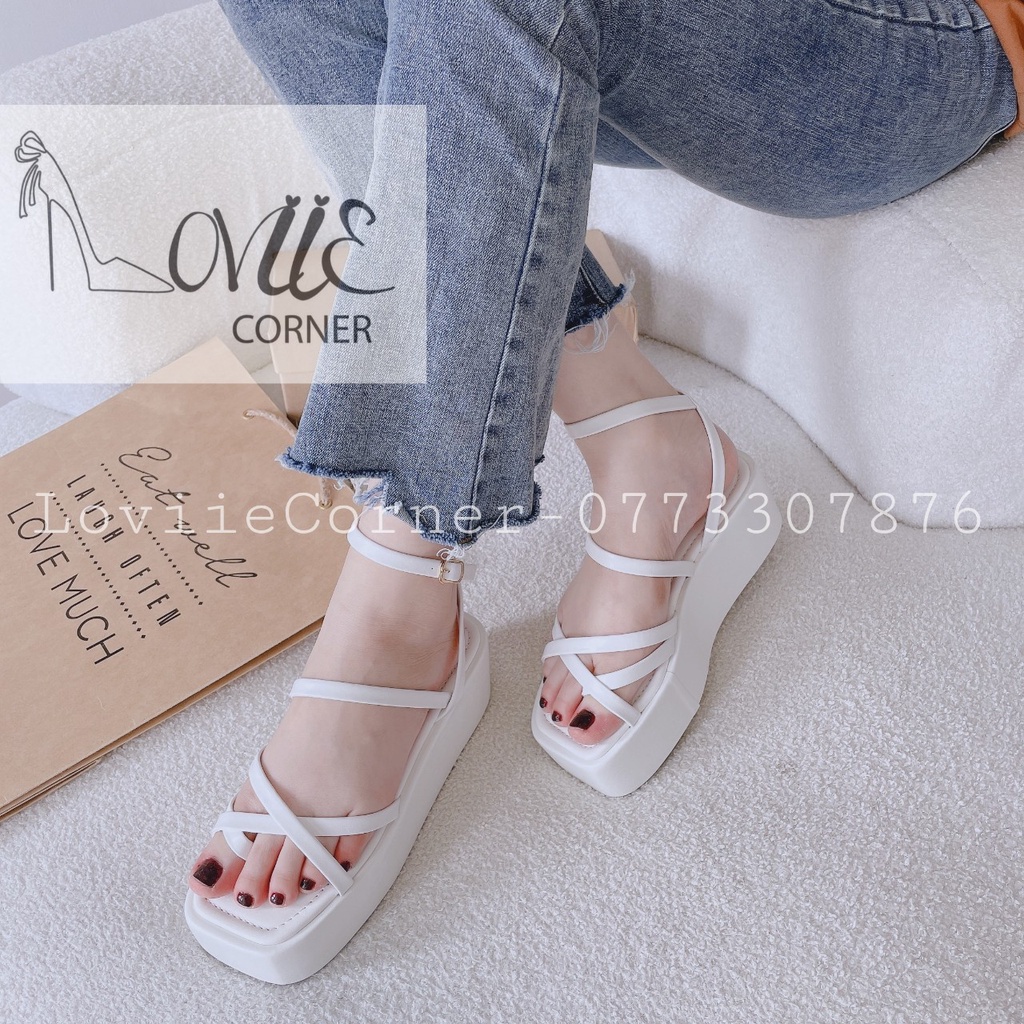 SANDAL NỮ LOVIIECORNER - XUỒNG QUAI MẢNH ĐẾ BẰNG  - GIÀY SANDAL XỎ NGÓN 7 PHÂN  - BÁNH MÌ NỮ DÂY CHÉO -   S220909