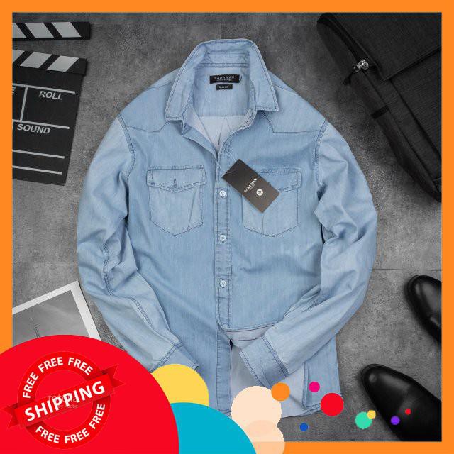 ÁO SƠ MI DENIM JEAN NAM- CHẤT XỊN GIÀY DẶN--- PHÙ HỢP CÁC BẠN NAM PHONG CÁCH CÁ TÍNH