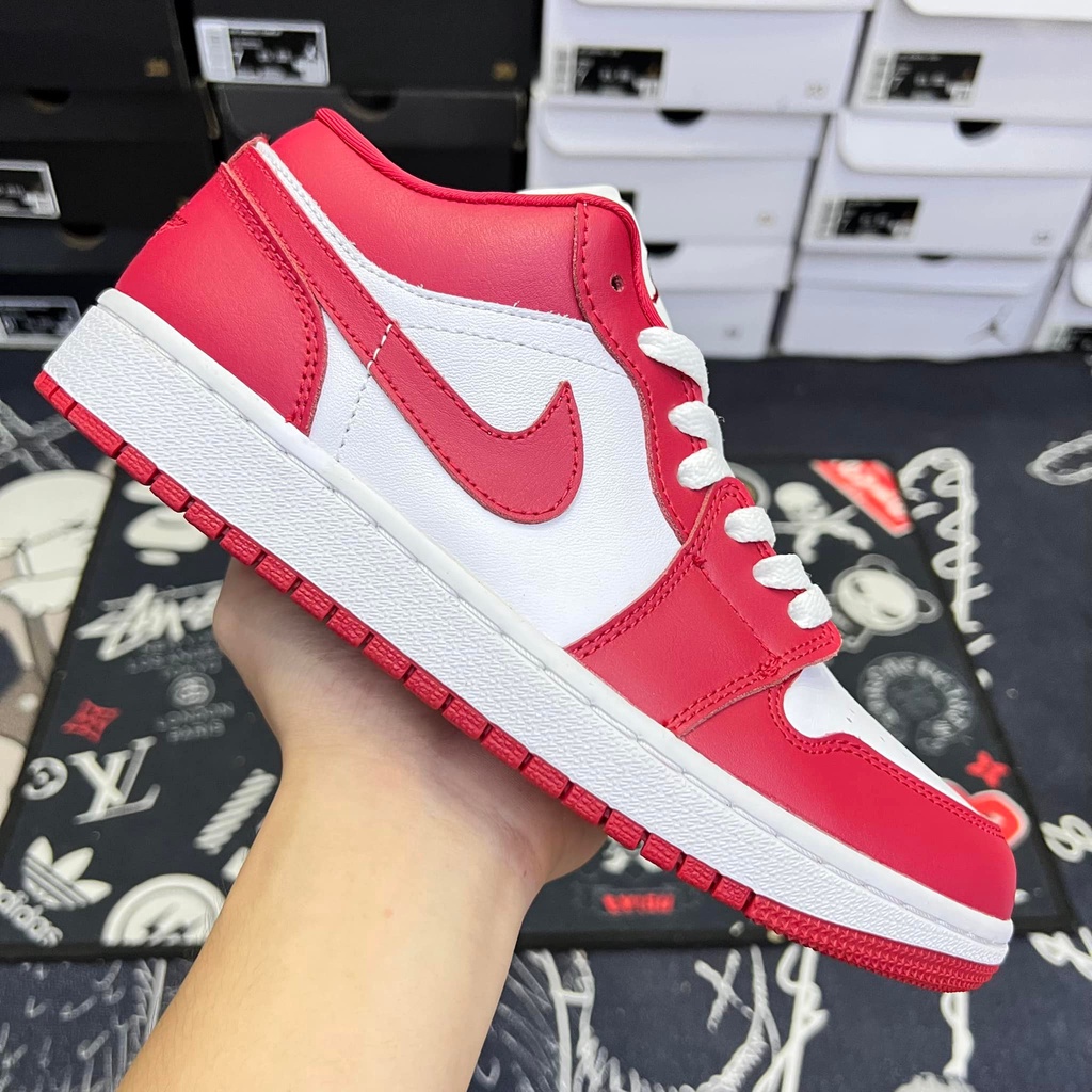 Giày Jordan cổ thấp, JD1 Đỏ Trắng, Giày Jordan 1 Low Gym Red White Bản Cao Full Box Bill