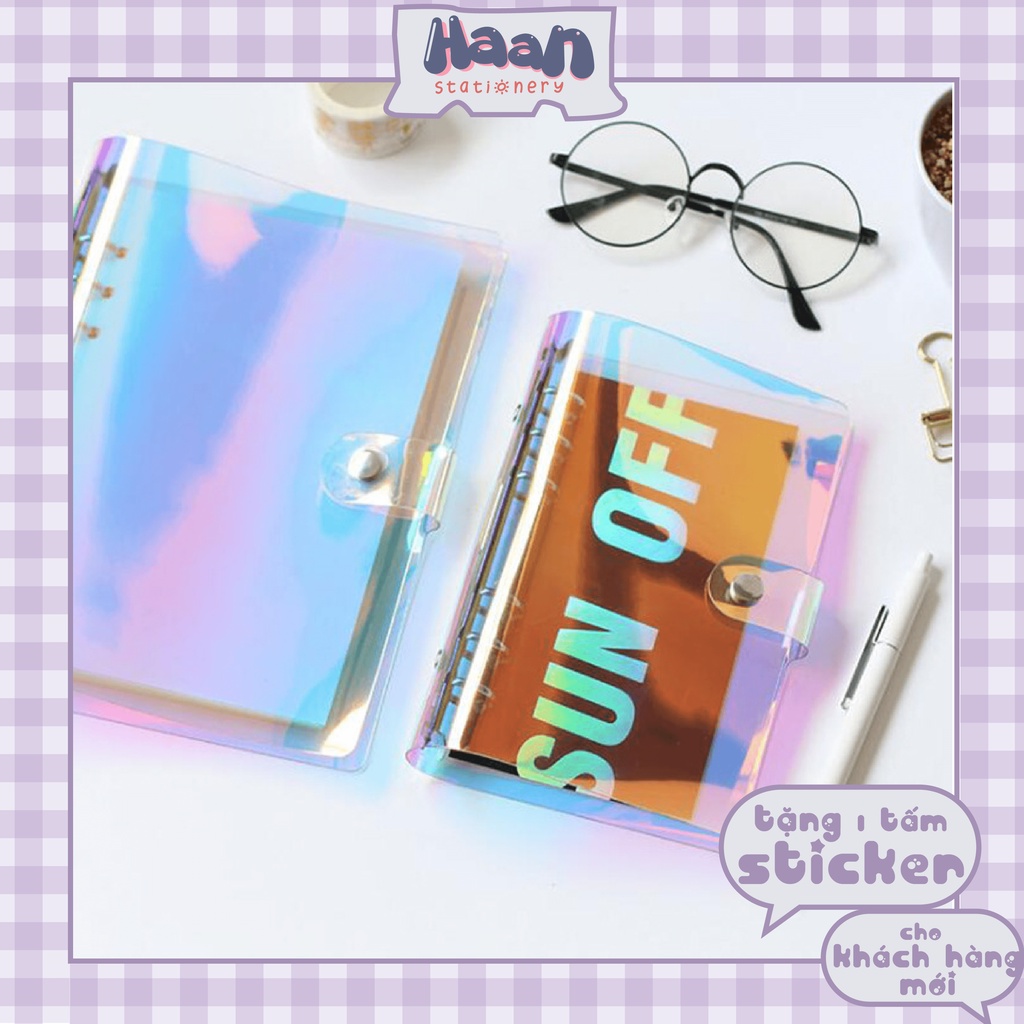 Binder / Bìa sổ còng màu HOLOGRAM siêu trendy🌈chất liệu nhựa dẻo PVC🌈 cỡ A5, A6 làm sổ planner, bullet journal