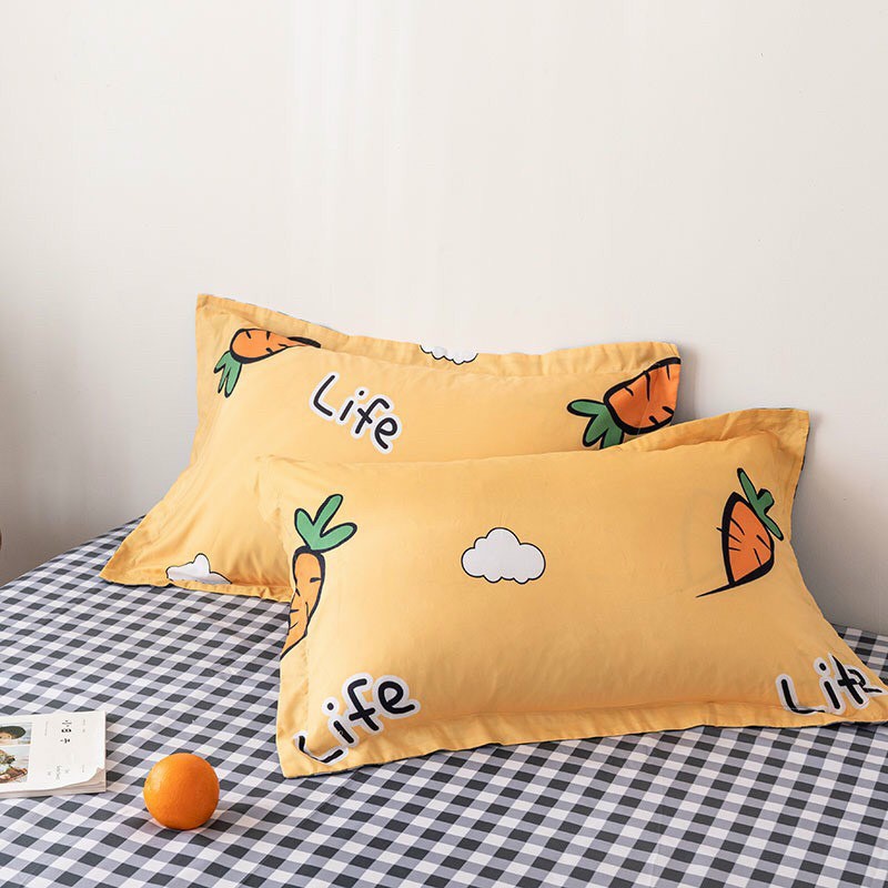 Bộ chăn ga cotton poly M2T Bedding chăn ga Hàn Quốc họa tiết cà rốt life đủ size