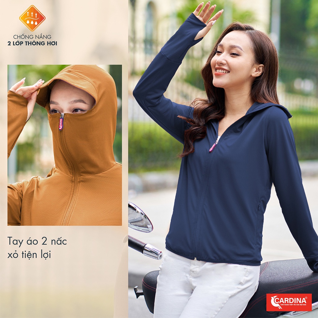 Áo Chống Nắng Nữ 𝐂𝐀𝐑𝐃𝐈𝐍𝐀 2 Lớp Chất Thun Lạnh Nhật Bản Cao Cấp, Thiết Kế Lưới Tản Nhiệt