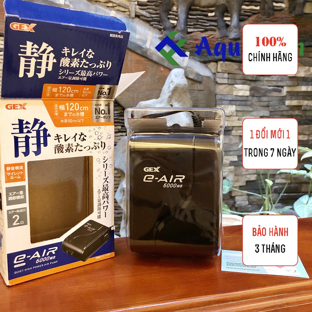 Máy Sủi Khí 2 Vòi GEX E - AIR 6000WB (chạy êm, tặng kèm 2 bộ dây quả sủi)