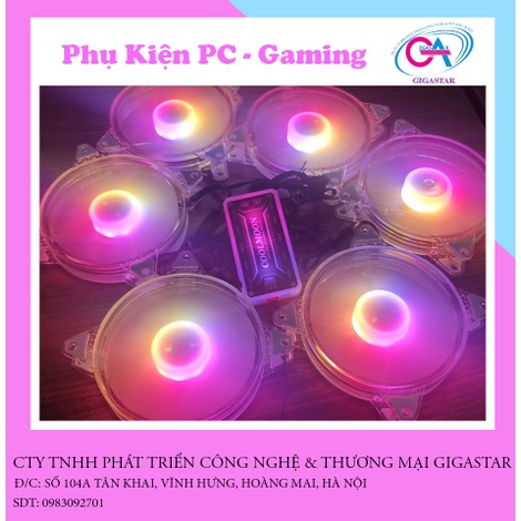 Quạt làm mát máy tính, Fan Case, Fan led VIP ARGB Led sáng tâm, viền trong suốt, đồng bộ Hub Quạt Coolmoon