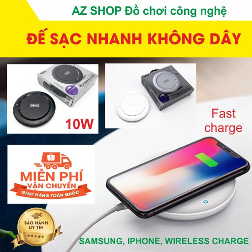 Đế Sạc Nhanh Không Dây WK Sạc Nhanh Qi 10W Dùng Cho Tất Cả Iphone, Samsung, Oppo