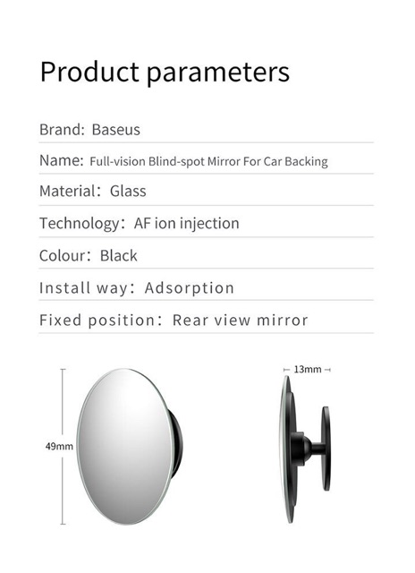 Gương cầu lồi mở rộng góc nhìn, chống điểm mù cho xe hơi Baseus LV466 Full View Blind Spot Rearview Mirrors (Bộ 2 cái)