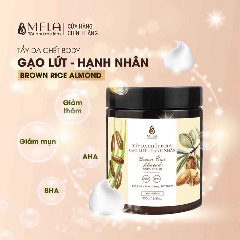 Bộ Chăm Sóc Body MELA, Xà Bông + Tẩy Tế Bào Chết Cơ Thể Chăm Sóc Làm Sạch Trắng Da Giảm Thâm Mụn, Viêm Nang Lông