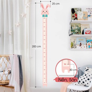 Decal dán tường hình con vật đo chiều cao bé