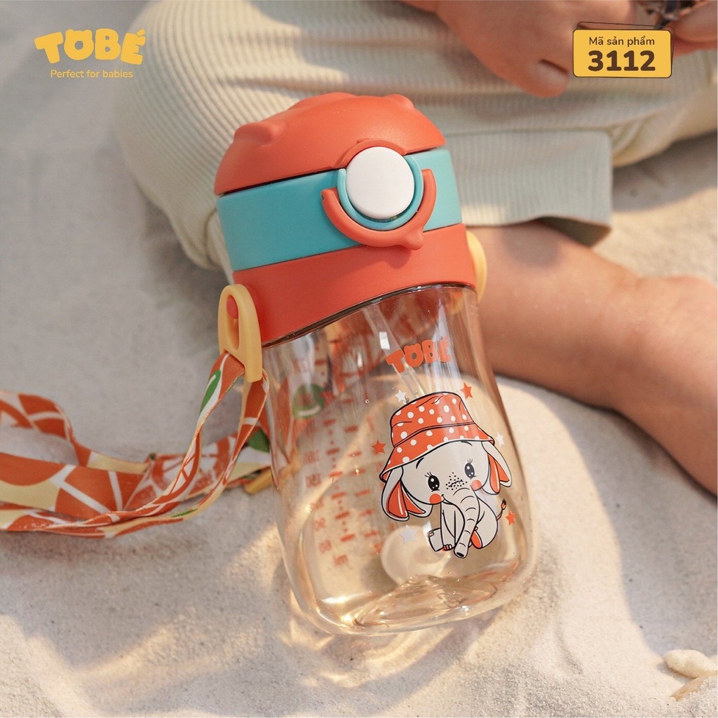 Bình Tập Uống Nước TOBE Momo Chất Liệu PPSU Cao Cấp Kèm Tay Cầm, Quai Đeo Và Cọ Vệ Sinh Ống Hút