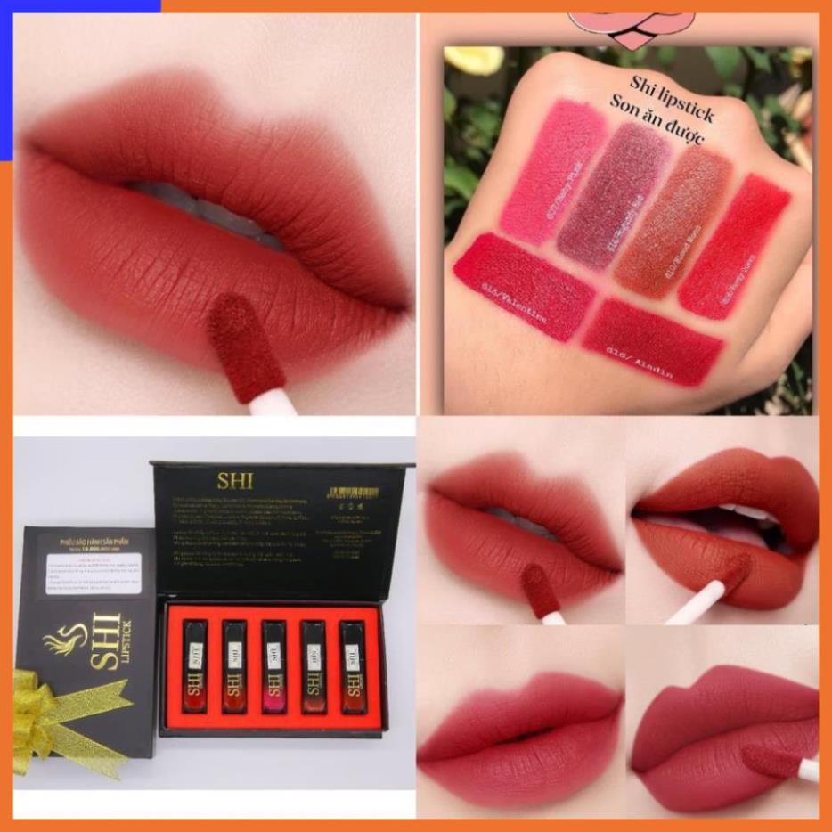 SÉT 5 SON - Son Ăn Được - Son Không Chì - Son đỏ cam - Bền Màu - Lên màu chuẩn - HÀNG MỚI VỀ V V V | BigBuy360 - bigbuy360.vn