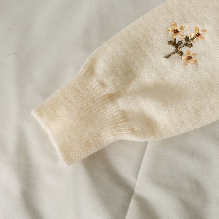 Áo Khoác Len Cardigan Dáng Ngắn Thêu Hoa Hàng Quảng Châu