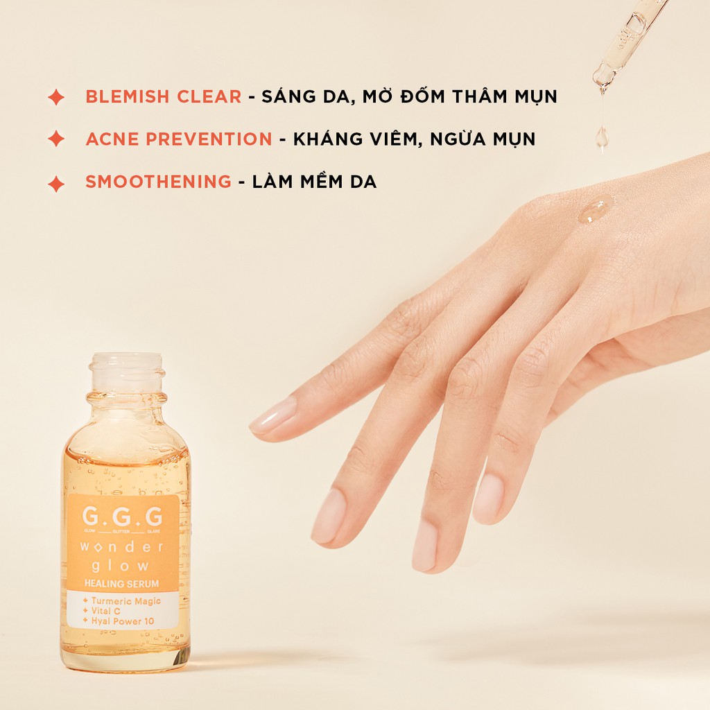 Serum GGG Wonder Glow Healing Vital C Turmeric Sáng Da Mờ Thâm Ngừa Mụn 30ml