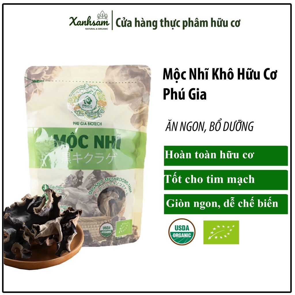 Mộc Nhĩ Khô Hữu Cơ Phú Gia 100gr - XanhSam Organic