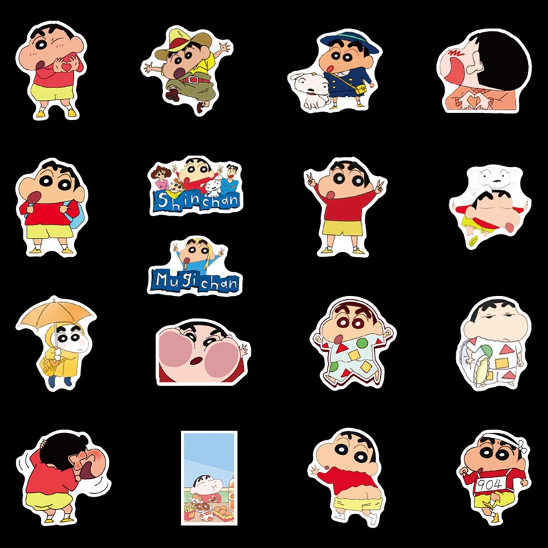 Bộ 50 Miếng Dán Họa Tiết Hoạt Hình Cậu Bé Bút Chì Shin Chan Dễ Thương Vui Nhộn Cho Bé