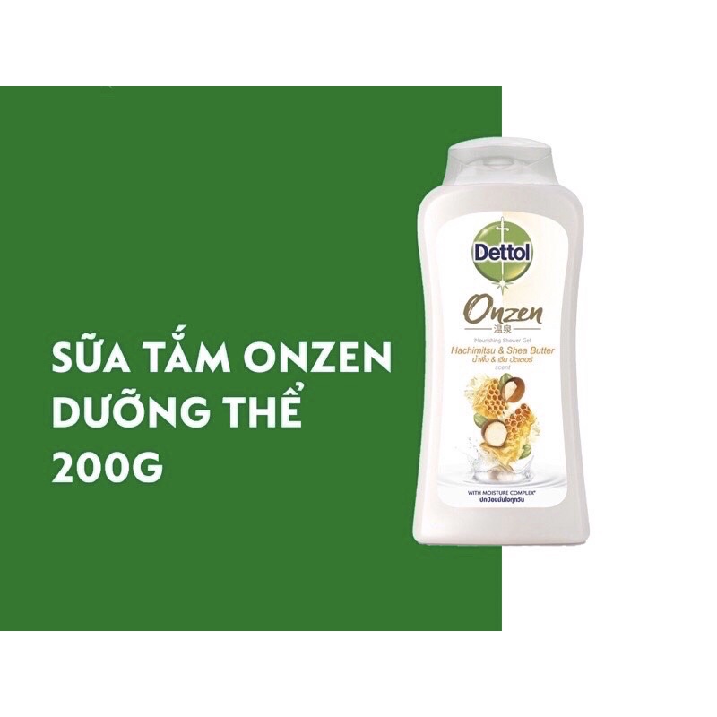 Sữa tắm Dettol Onzen mật ong kháng khuẩn và dưỡng thể chai 200g